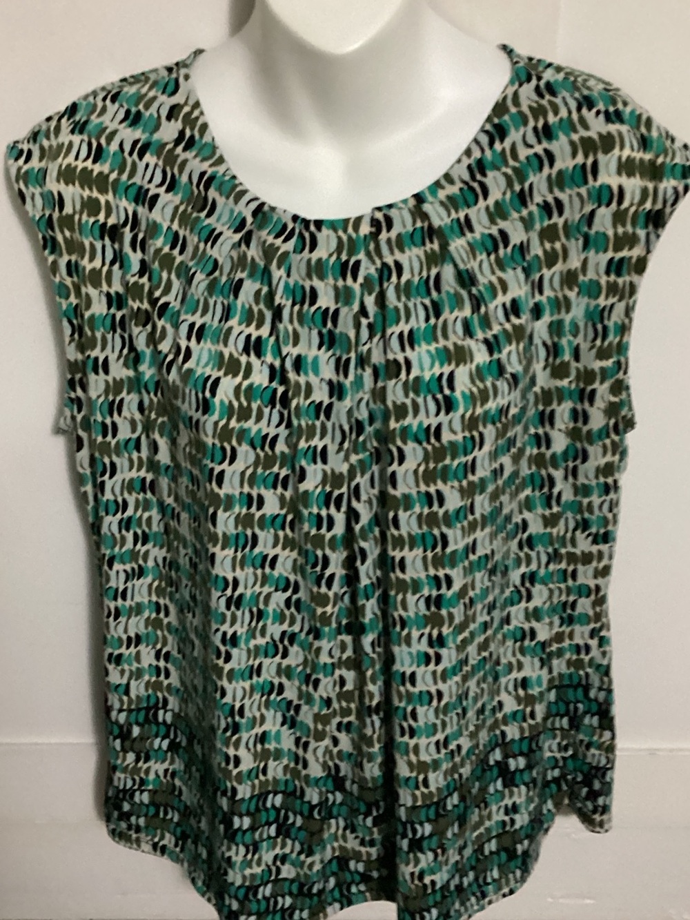 Liz Claiborne Teal and Olive Patterned Sleeveless Camisole size XL